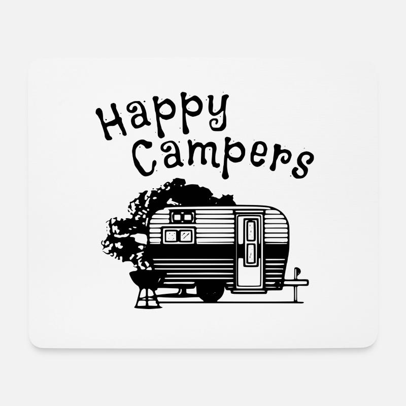 Wohnwagen - Happy Campers - Mousepad (Querformat) - Weiß