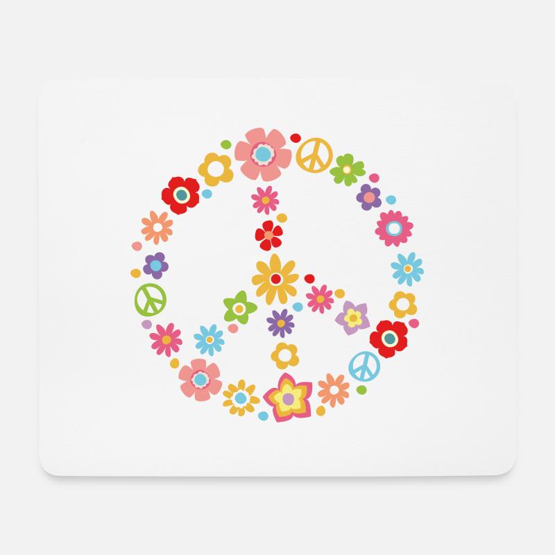 Peace Weltfrieden Flower Power Geschenk 70er Love - Mousepad (Querformat) - Weiß