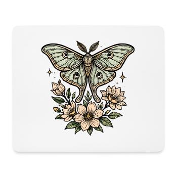 Motte mit Blütenbouquet - Mousepad (Querformat) - Weiß - Vorne