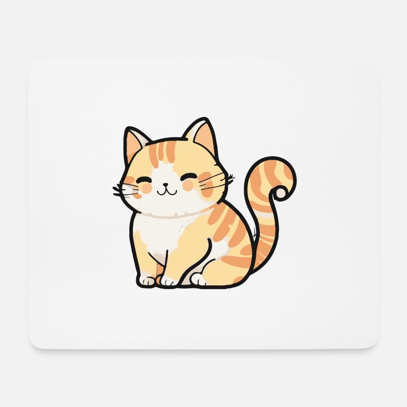 Illustration Comic Cute Kawaiikleines Kitten Katze - Mousepad (Querformat) - Weiß