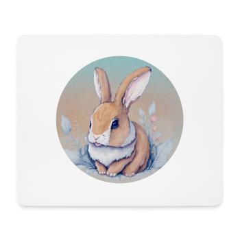 Lapin artistique floral pastel - Tapis de souris (format paysage) - blanc - Devant