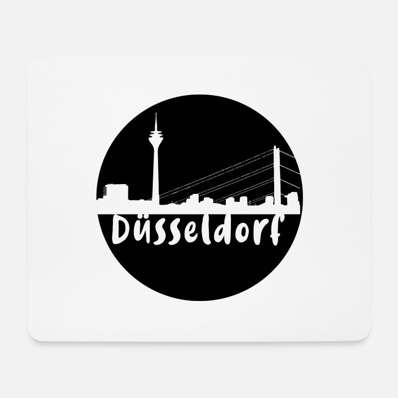 düsseldorf, skyline ,duesseldorf ,schwarz,kreis - Mousepad (Querformat) - Weiß