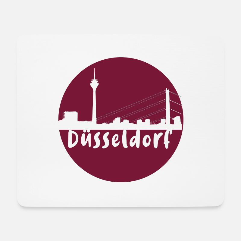 Düsseldorf, skline,rot, Kreis, scherenschnitt - Mousepad (Querformat) - Weiß