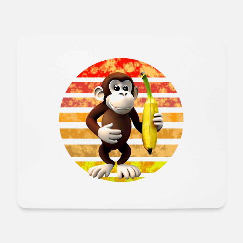 Bananen Affe - Mousepad (Querformat) - Weiß