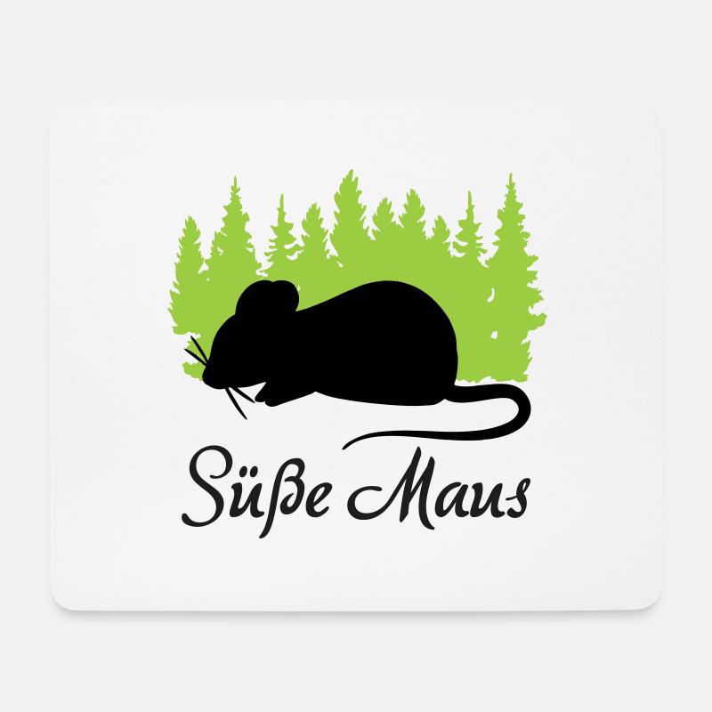 "Süße Maus: Zart und Liebenswert" - Mousepad (Querformat) - Weiß