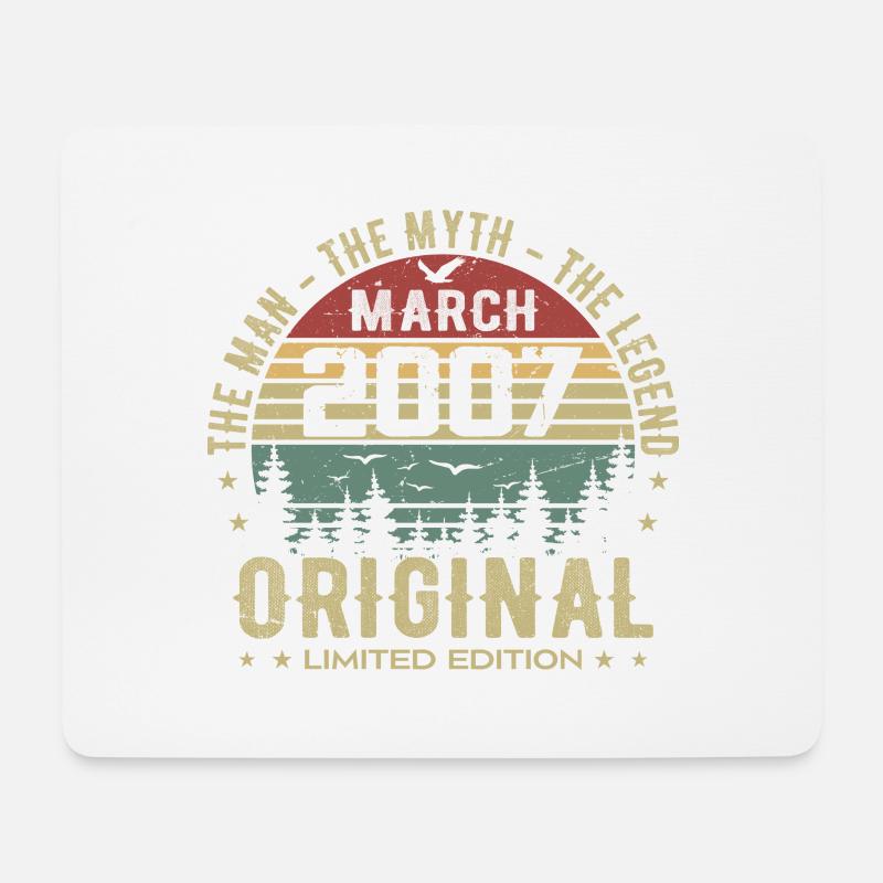 Geschenk zum 18-jährigen Jubiläum Original März 2007 - Mousepad (Querformat) - Weiß