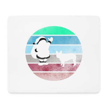 Père Noël et Frenchie, Français Bulldog - Tapis de souris (format paysage) - blanc - Devant