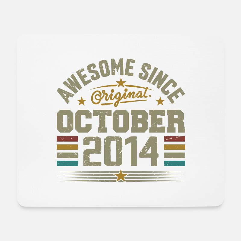 Geboren im Oktober 2014 | Geburtstag Oktober 2014 - Mousepad (Querformat) - Weiß