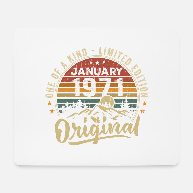 Januar 1971 | Geburtstage geboren im Januar 1971 - Mousepad (Querformat) - Weiß