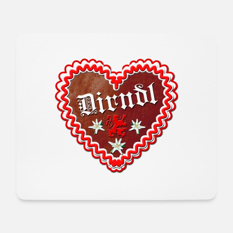 38 Lebkuchenherz Dirndl Bayern Löwe Edelweiss - Mousepad (Querformat) - Weiß