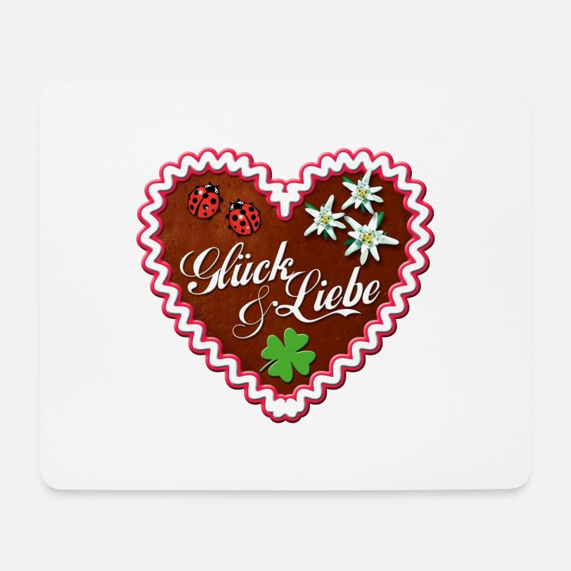 Lebkuchenherz Glück und Liebe - Mousepad (Querformat) - Weiß