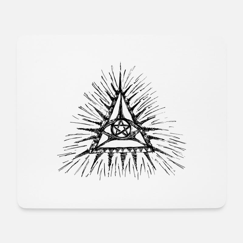 ALLSEHENDES AUGE MIT PENTAGRAMM - MAGIE SYMBOL - Mousepad (Querformat) - Weiß