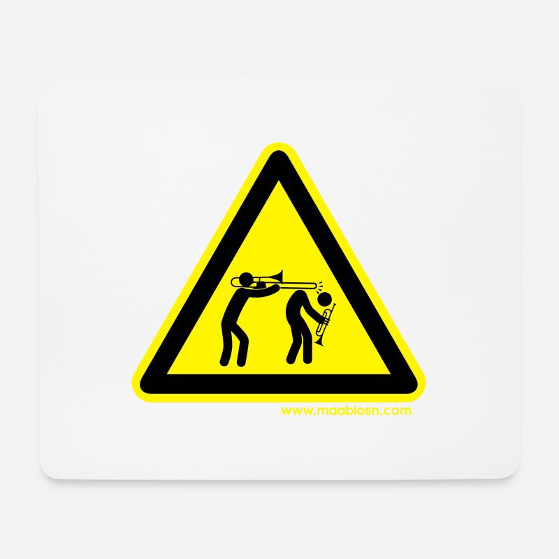 Gefahrenschild Posaune - Mousepad (Querformat) - Weiß