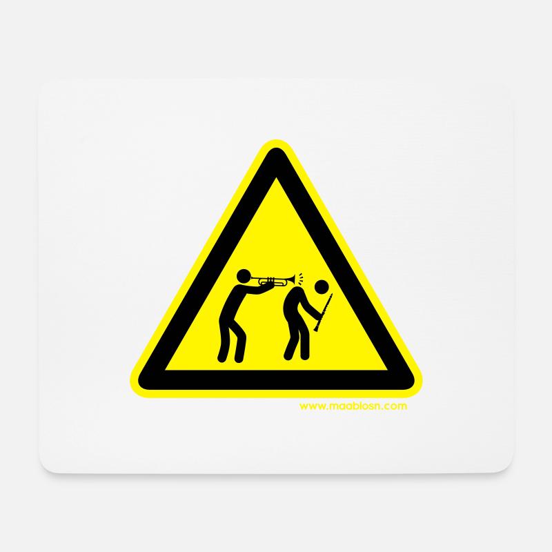 Gefahrenschild Trompete - Mousepad (Querformat) - Weiß