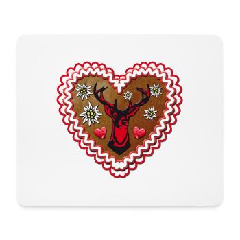Lebkuchenherz amende cerf - Coeur d'amour - Tapis de souris (format paysage) - blanc - Devant
