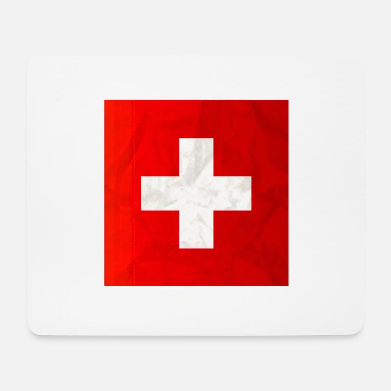 Schweizer Flagge - Mousepad (Querformat) - Weiß