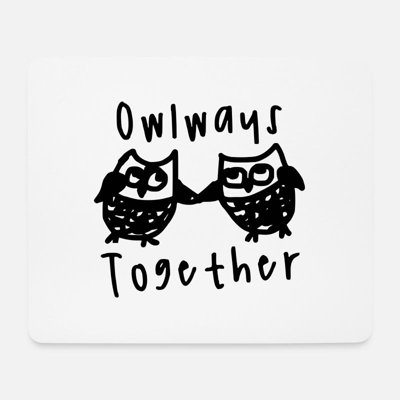 Niedliche Eulen - Eulenwege zusammen - Mousepad (Querformat) - Weiß