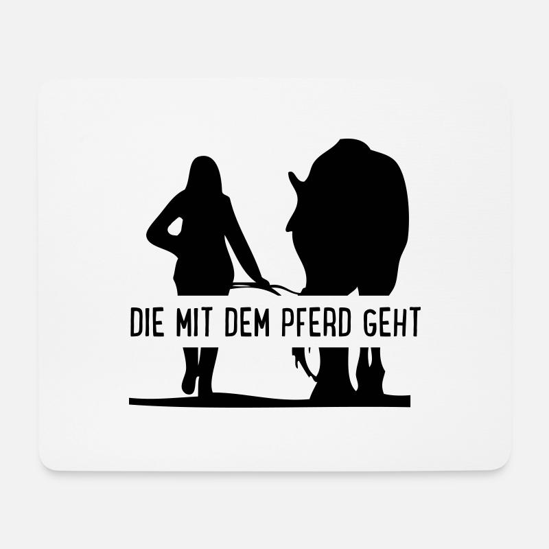 Die mit dem Pferd geht - Mousepad (Querformat) - Weiß