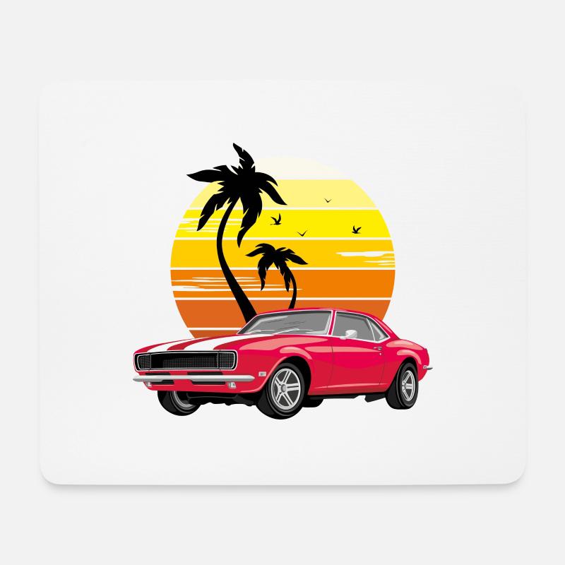 Klassisches rotes Retro-Auto - Mousepad (Querformat) - Weiß