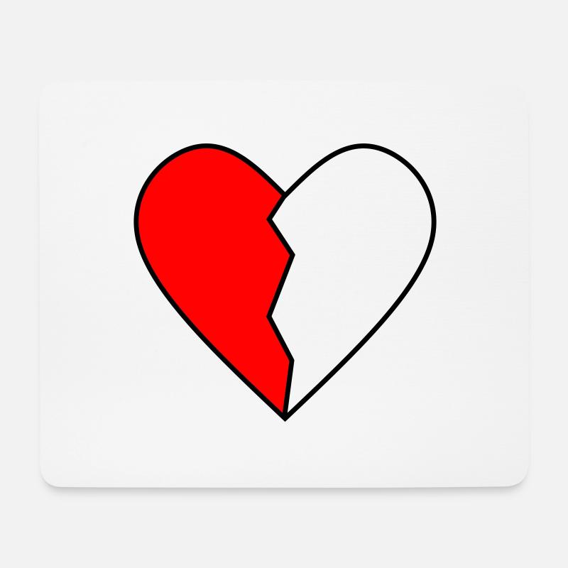 HALBES ROTES HERZ LINKS - Mousepad (Querformat) - Weiß