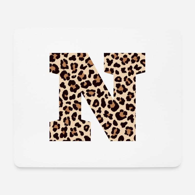 Buchstabe N Leopardenmuster - Geschenkidee zum Geburtstag - Mousepad (Querformat) - Weiß