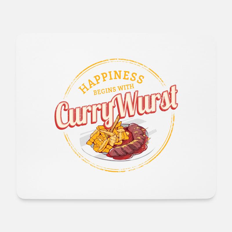Currywurst Retro Wurst Vintage Bratwurst Pommes - Mousepad (Querformat) - Weiß