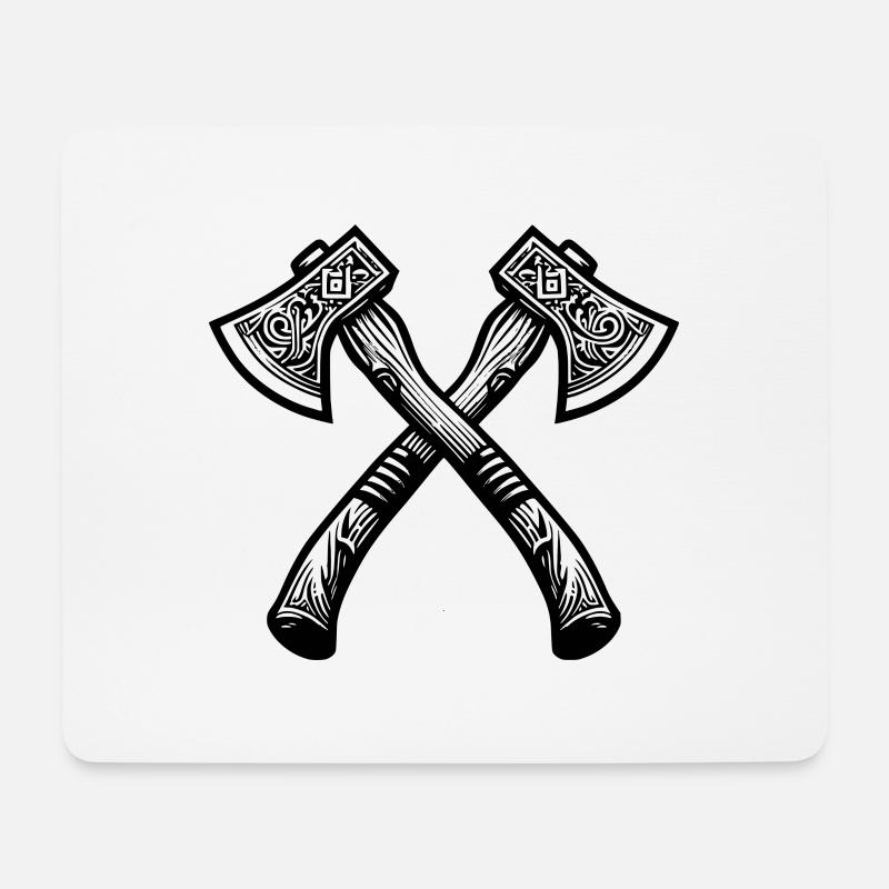 Gekreuzte Axt - Mousepad (Querformat) - Weiß