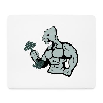 bodybuilder jaguar hantel - Mousepad (Querformat) - Weiß - Vorne