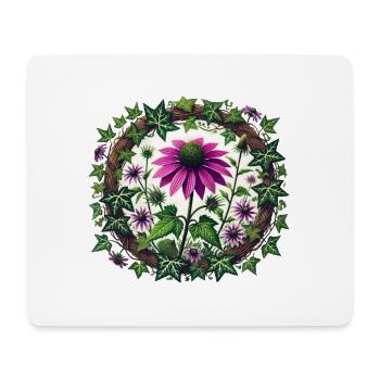 Purple Coneflower - Mouse Pad (horizontal) - white - Front