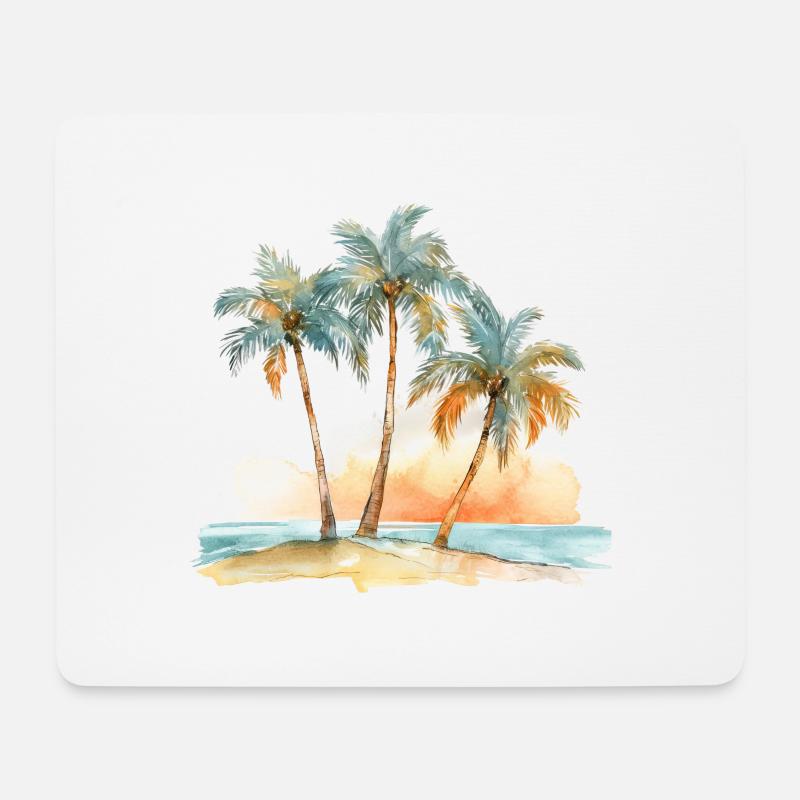 STRAND MIT DREI PALMEN - Mousepad (Querformat) - Weiß