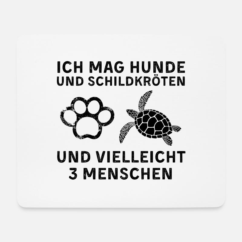 Ich mag Hunde, Schildkröten, vielleicht 3 Menschen - Mousepad (Querformat) - Weiß