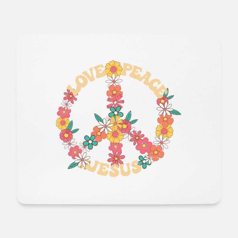Liebe Frieden Jesus Christ Hippie Jesus Christus - Mousepad (Querformat) - Weiß