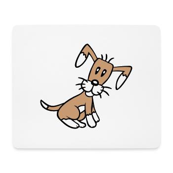 chien assis mignon petit chiot heureux animal de compagnie - Tapis de souris (format paysage) - blanc - Devant
