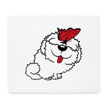 Dog Butterfly Nose Cute Funny Happy Comic - Mouse Pad (horizontal) - white - Front