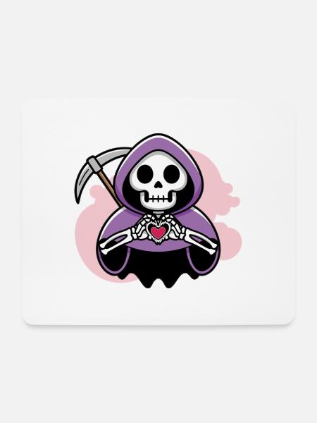 Cute Purple Grim Reaper Heart T-shirt Design - Mouse Pad (horizontal) - white