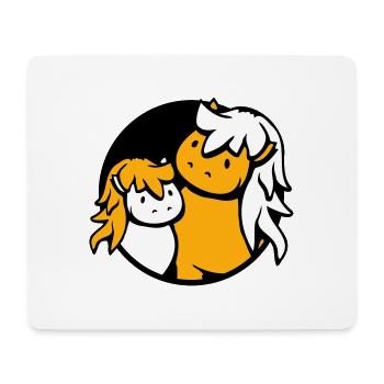 2 Mignon Chevaux Enfant Famille Maman Papa Maman Père - Tapis de souris (format paysage) - blanc - Devant