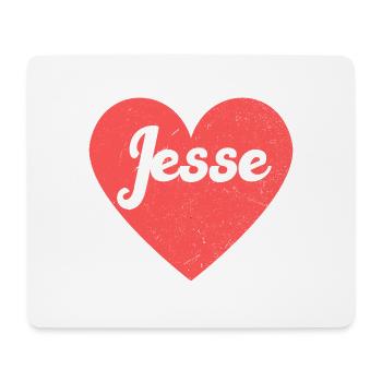 Jesse Name Rotes Herz Liebe Fan Retro - Mousepad (Querformat) - Weiß - Vorne