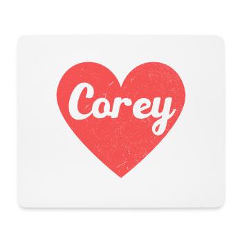 Corey Name Red Heart Love Fan Retro - Mouse Pad (horizontal) - white - Front