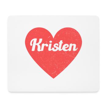 Kristen Name Rotes Herz Liebe Fan Retro - Mousepad (Querformat) - Weiß - Vorne