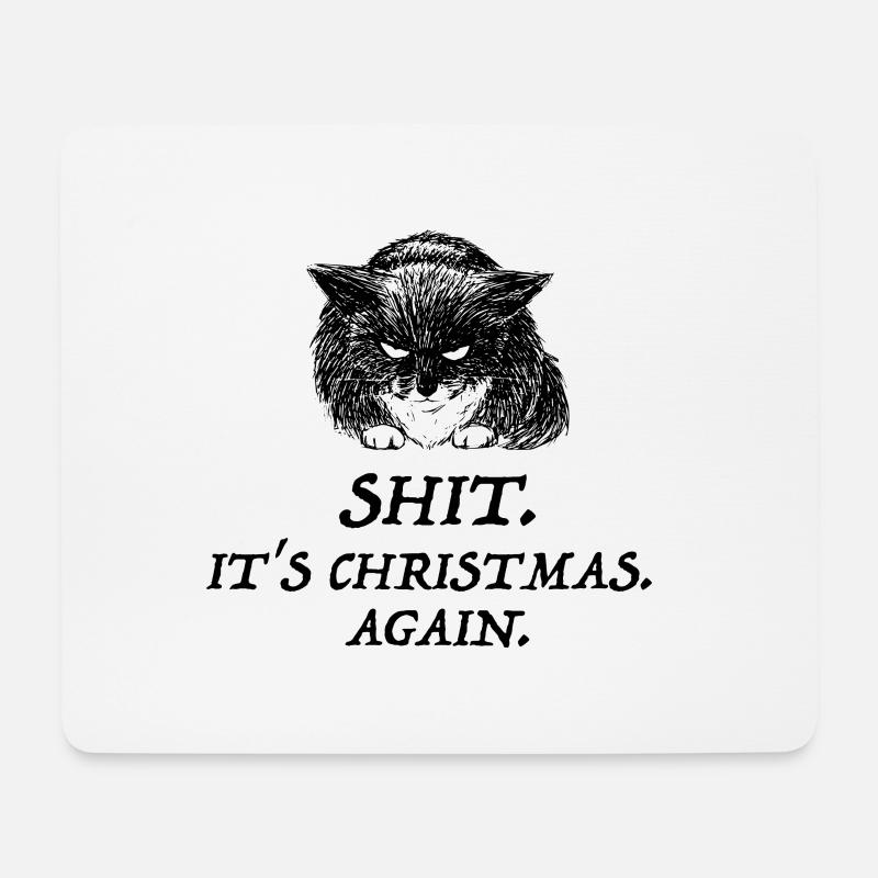bad cat christmas - Mousepad (Querformat) - Weiß