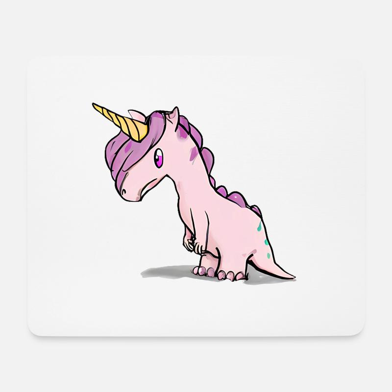 Dino Einhorn - Mousepad (Querformat) - Weiß