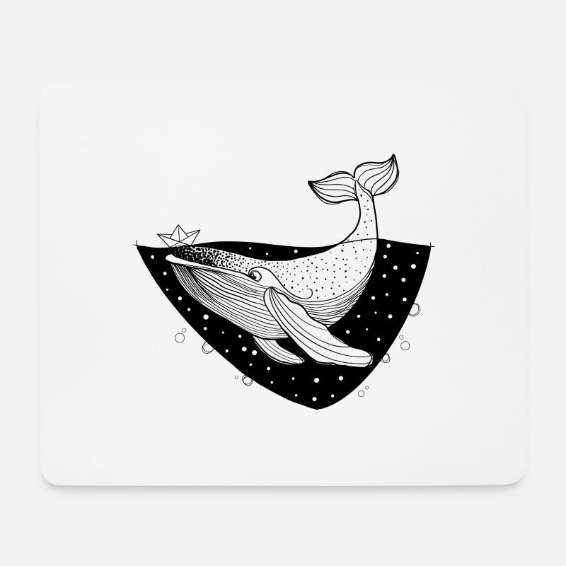 Blauwal - Mousepad (Querformat) - Weiß