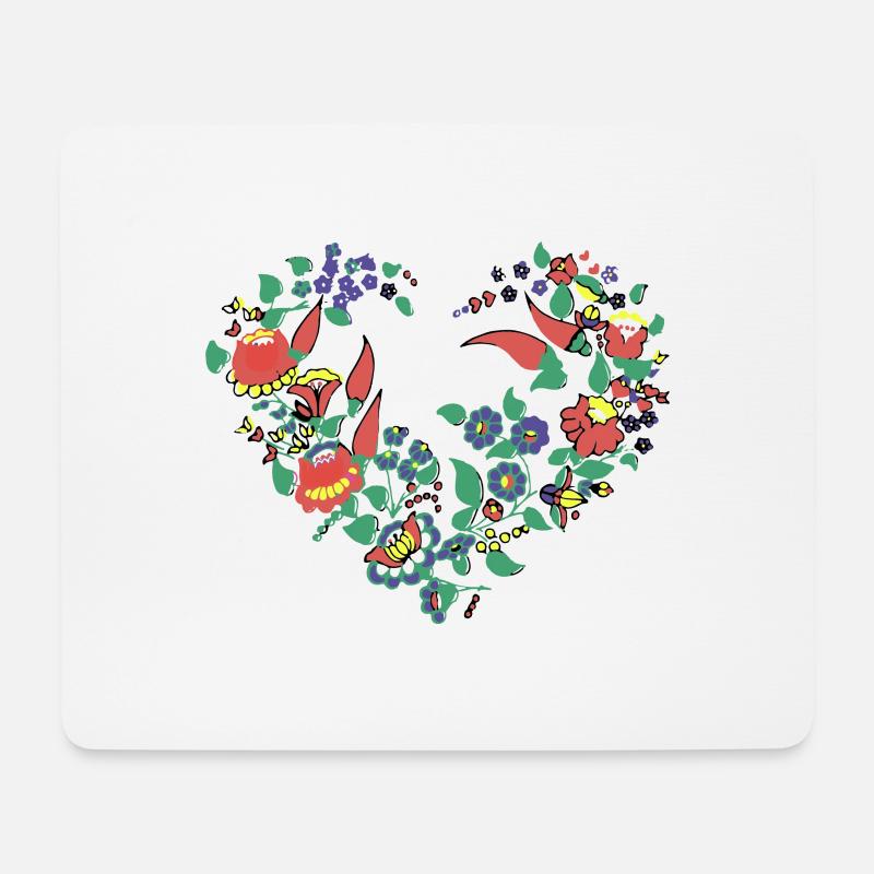 Kochschürze, Paprika, blumenkranz, Herz, blumen - Mousepad (Querformat) - Weiß