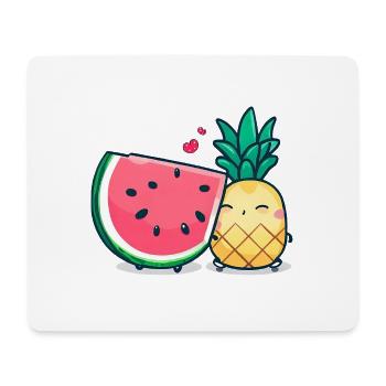 Wassermelone und Ananas beste Freunde - Mousepad (Querformat) - Weiß - Vorne