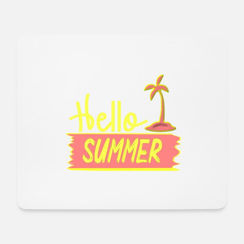 Hello SUMMER with palm tree for summer days - Mouse Pad (horizontal) - white