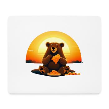 Ours mangeant du nacho au coucher du soleil - Tapis de souris (format paysage) - blanc - Devant