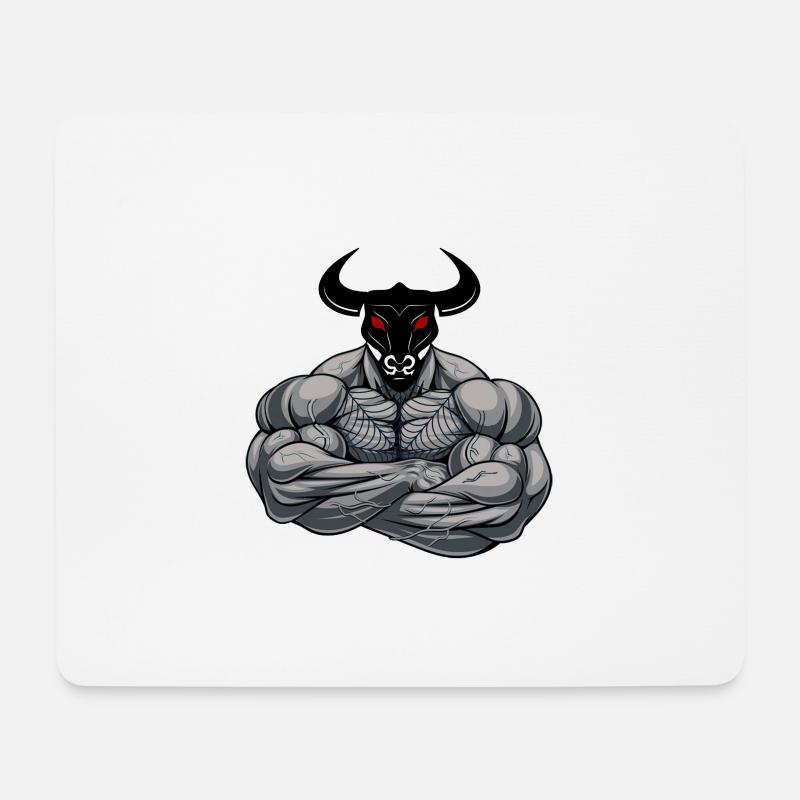 Bull Man - Stier Mann - Mousepad (Querformat) - Weiß