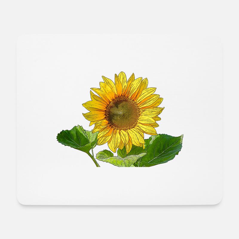 Sonnenblume - Mousepad (Querformat) - Weiß