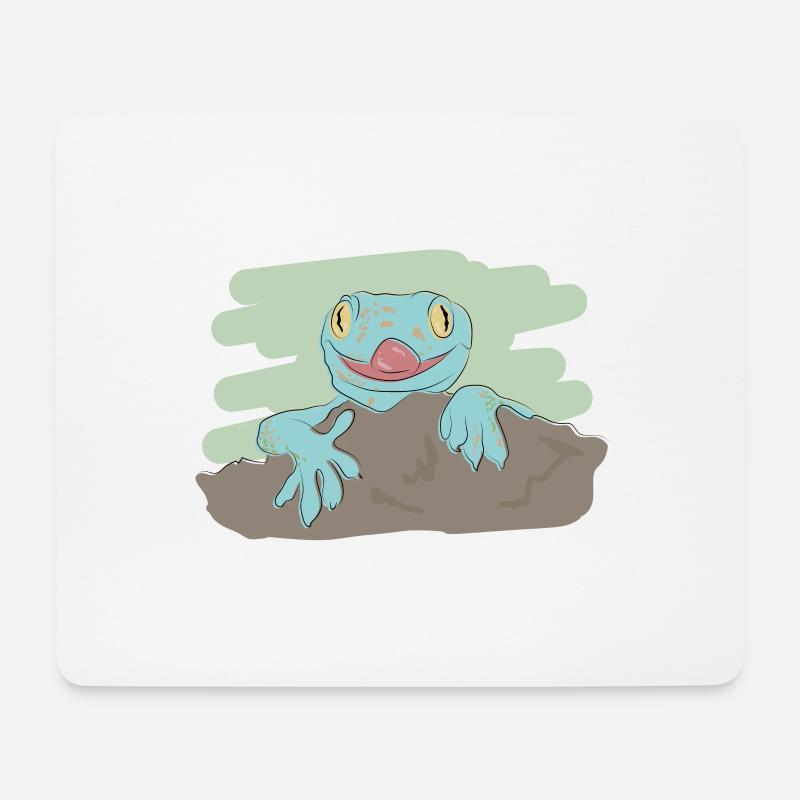 Illustriertes Design mit Gecko - Mousepad (Querformat) - Weiß