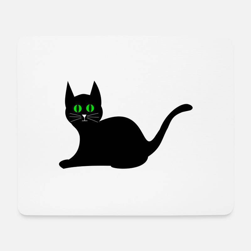 schwarze Katze - Mousepad (Querformat) - Weiß